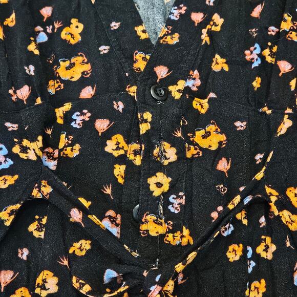 Free People L’amour Printed Romper Womens Size 2 Black Floral Boho Mini Indie - Picture 6 of 11